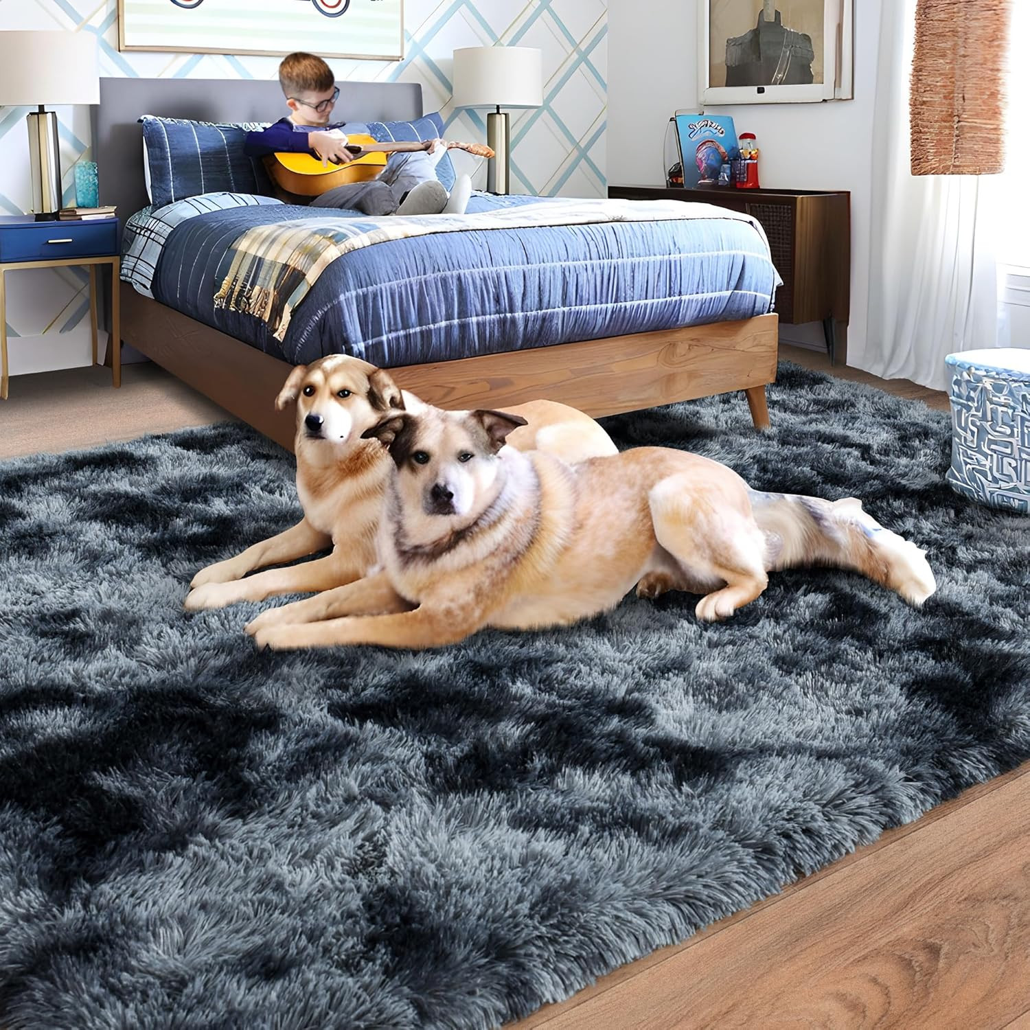 Soft Shag 8×10 Area Rug – Non-Slip Plush Carpet for Living Room & Bedroom