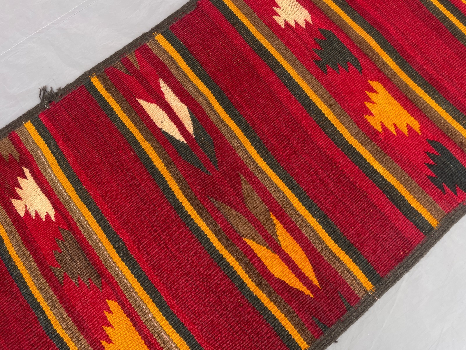 2’4 x 14’8 Ft Rich Red Afghan Kilim Runner Rug – Flatweave Wool Carpet Hallway