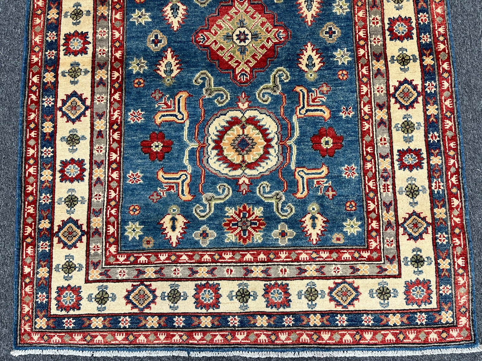 Kazak Light Blue 4X6 Handmade Wool Rug # 13589