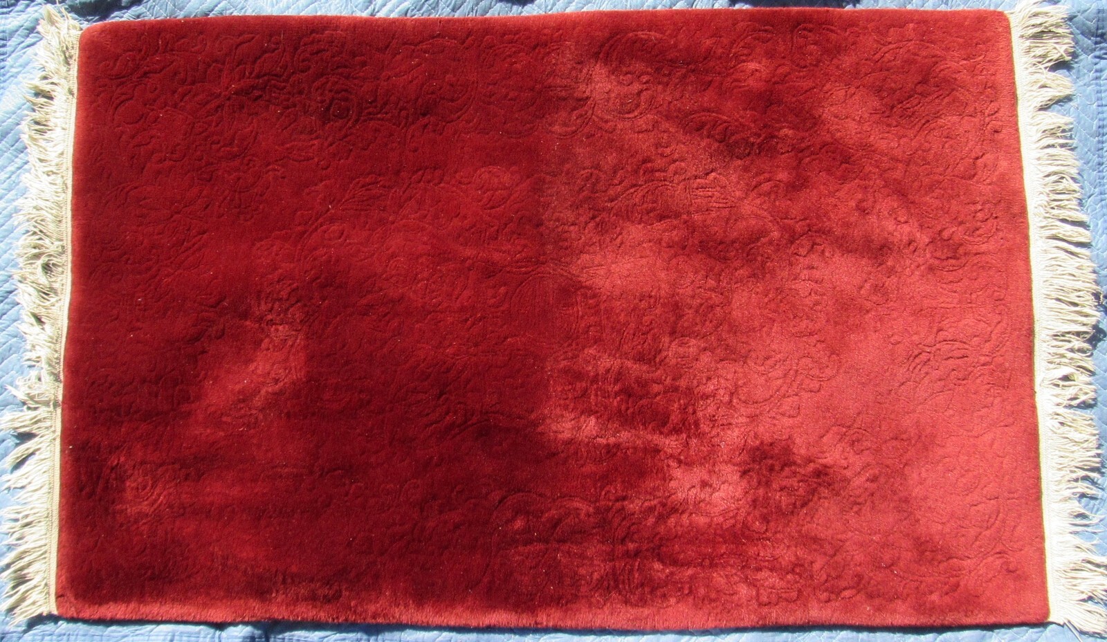 Nichols Chinese BURGUNDY Red FLORAL SCULPTED Rug 3’x5′ Wool Oriental Carpet