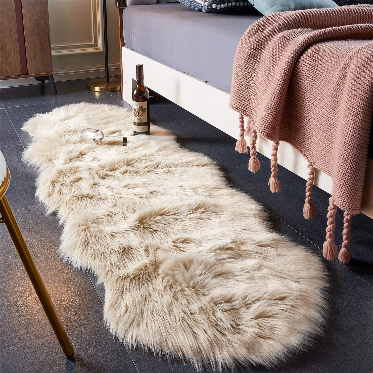 Ultra Soft Fluffy/Fuzzy Shaggy Area Rug Faux Fur Chair Cover for Bedroom Floor