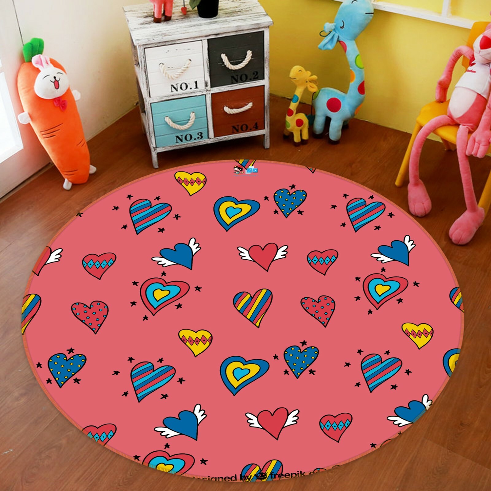 3D Red Heart ZHUA566 Game Non Slip Rug Mat Photo Carpet Zoe
