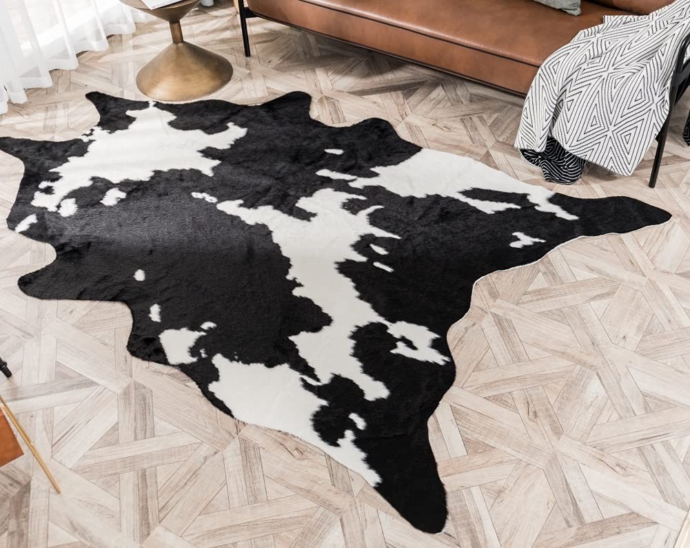 Zscyd-Yingda1992 Larger Cow Print Rug Black And White Faux Hide Area Rug Faux