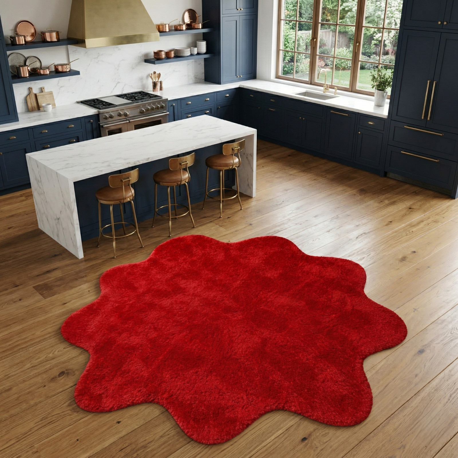 8×10 Red Hand Tufted Wool Area Rug Designer Handmade Carpet Living Room Decor