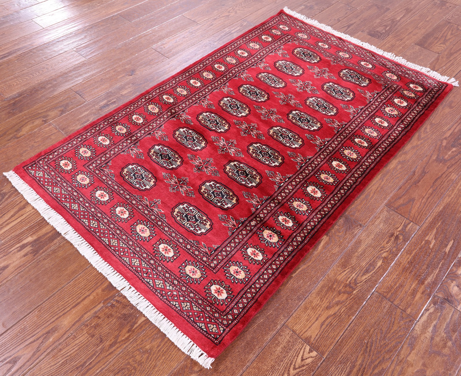 Red 3′ 1″ X 5′ 0″ Silky Bokhara Hand-Knotted Wool Rug – Q23827