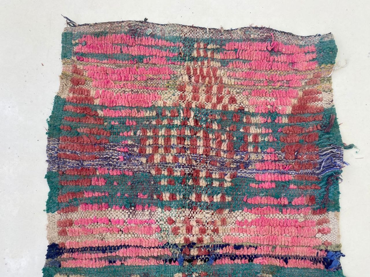 Moroccan Handmade Berber Wool Rug 1’9×6’9 Colorful Authentic Vintage Hallway Rug