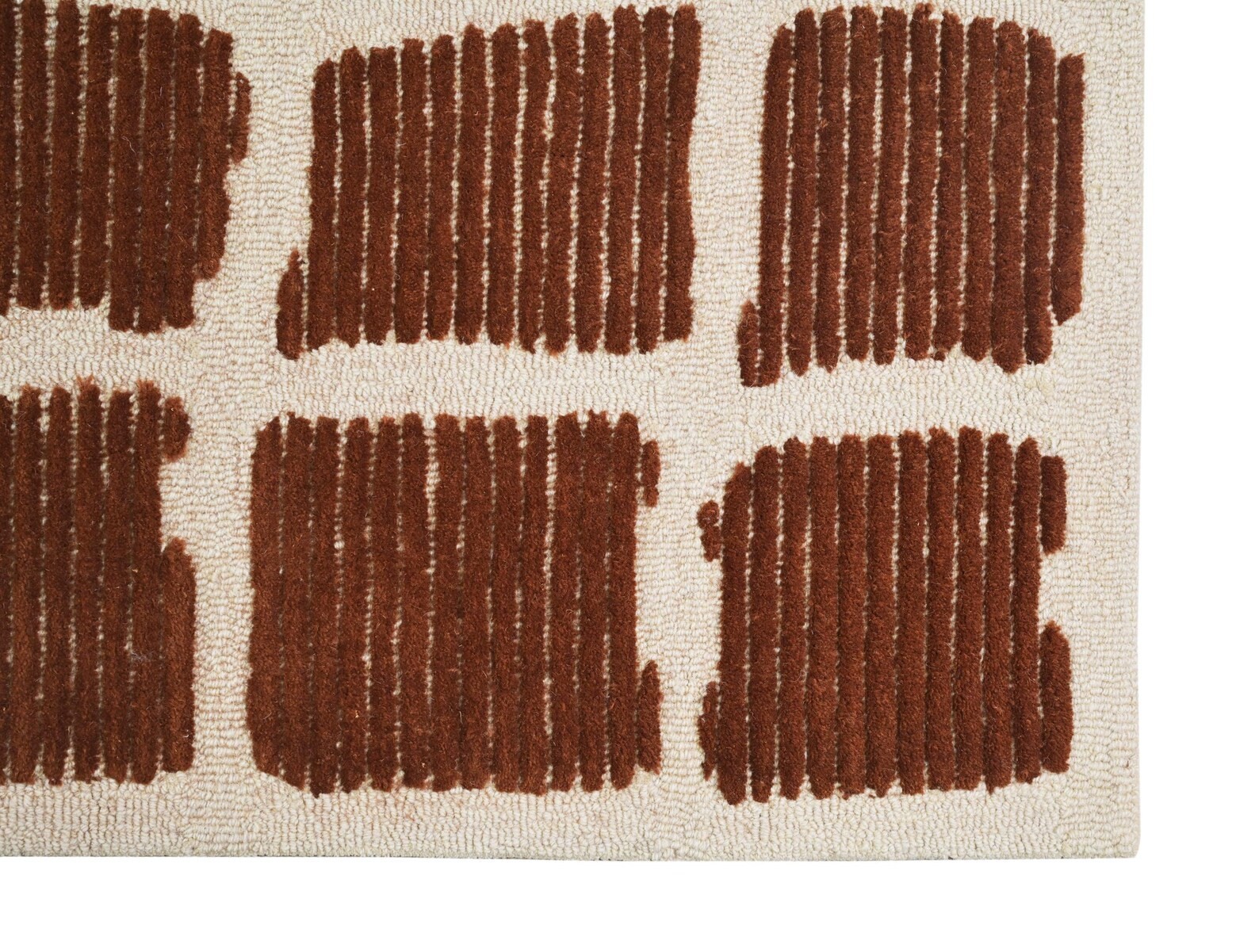 Hand Tufted Rug, Rustic Brown Checkered Wool Carpet, Mid Century Modern carpet