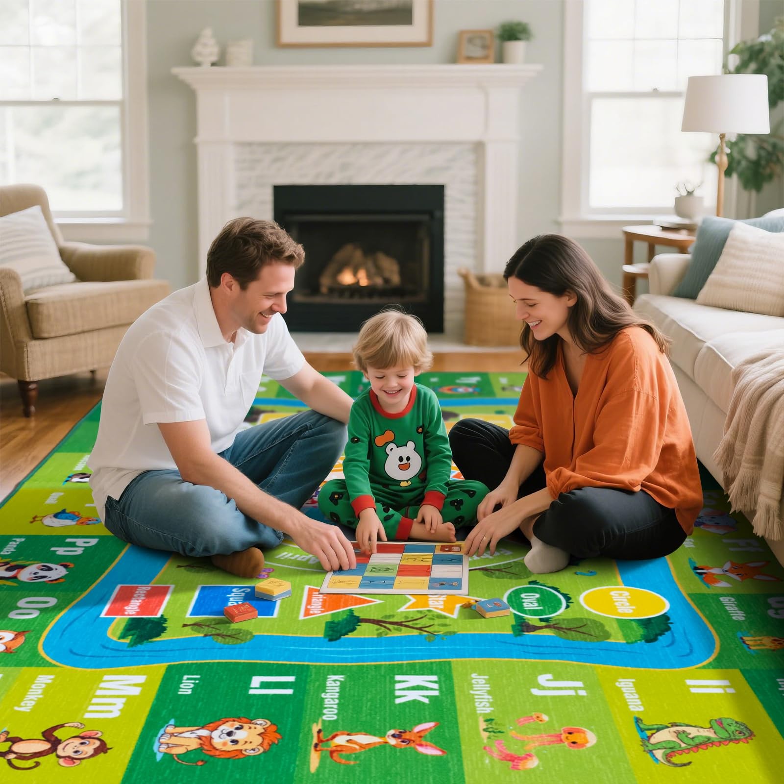 ABC Rug 8’x 10′ Educational Learning Play Mat with Alphabet Animals & Numbers