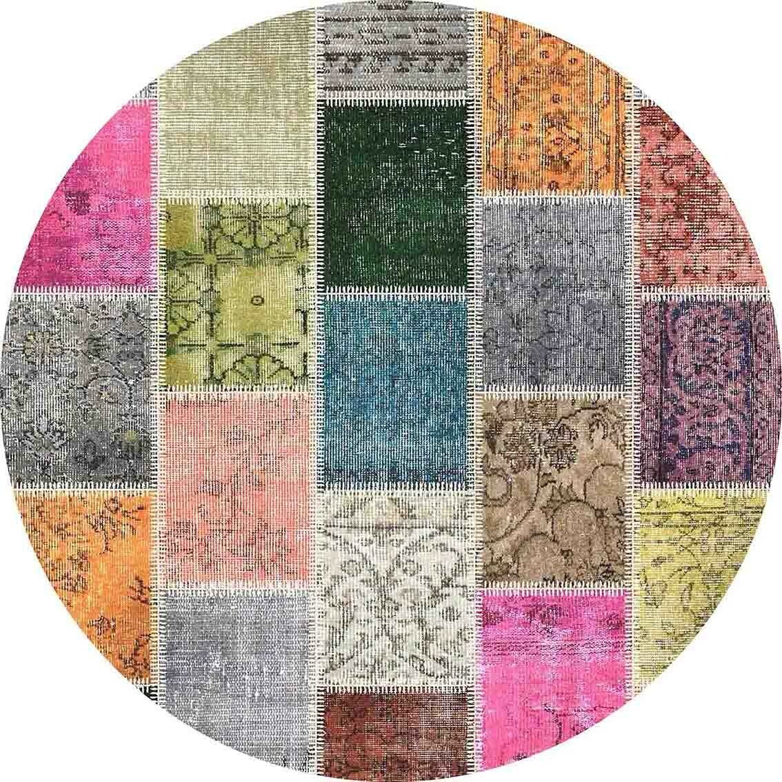 Latex Colorful Water Resistant Washable Round Area Rug