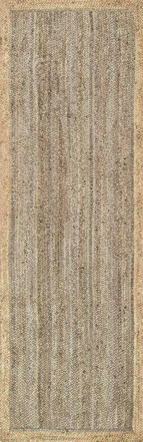 Jute Carpet in Customize Sizes Hand Braided Rectangle Area Rug Gray Beige