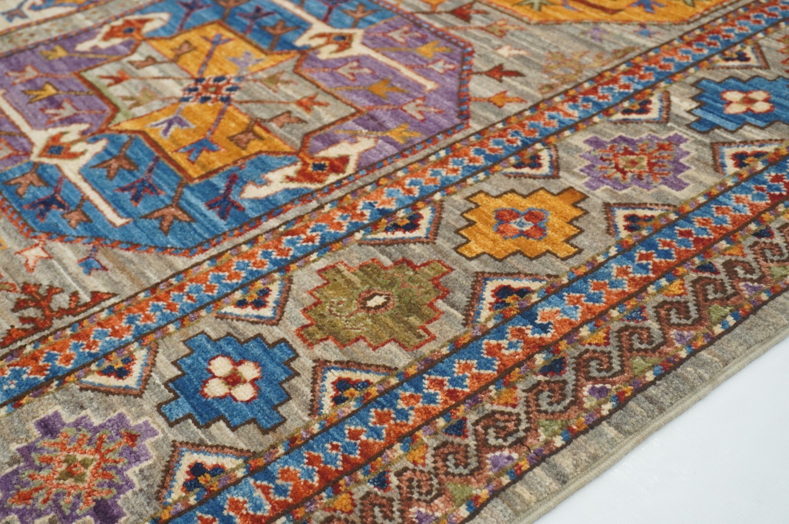 8 x 10 ft Taupe Gray Ersari Afghan Hand Knotted Veg dyes Wool Tribal Area Rug