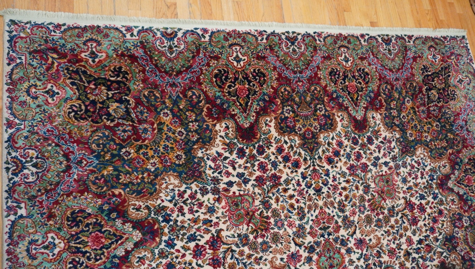 Perfect Authentic Karastan # 742 Floral Kirman Wool Pile Rug 8’8″ x 10’6″