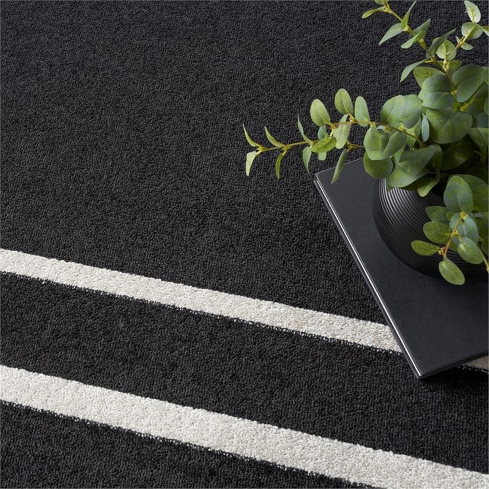 Pemberly Row 108×144″ Fabric Indoor/Outdoor Rug in Black Ivory