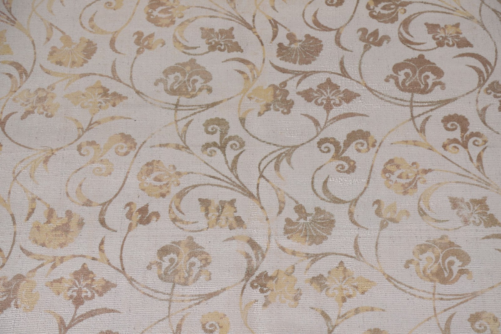 Handmade Floral Abstract Area Rug 8×10 Ft Beige & Gold Modern Wool Carpet