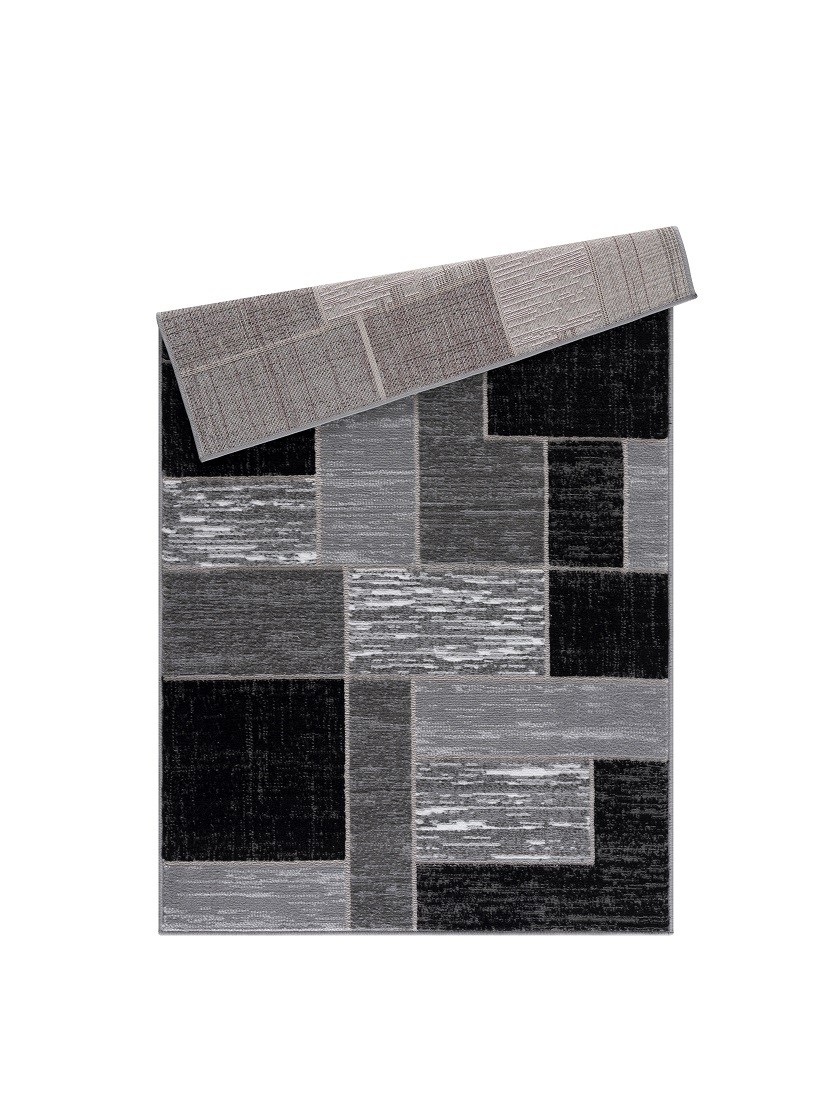L’Baiet Verena Black Geometric 8 ft. x 10 ft. Fabric Area Rug