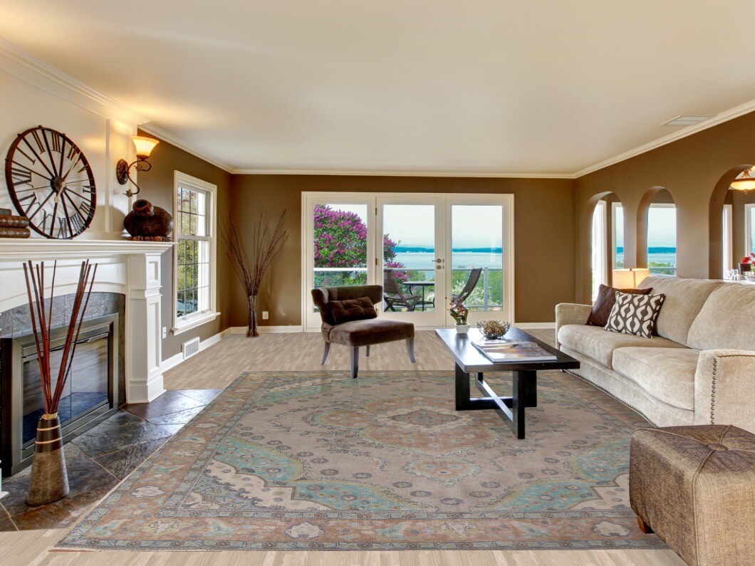 Distressed Overdyed Wool Traditional Area Rug 10×13 Handmade for Living Room