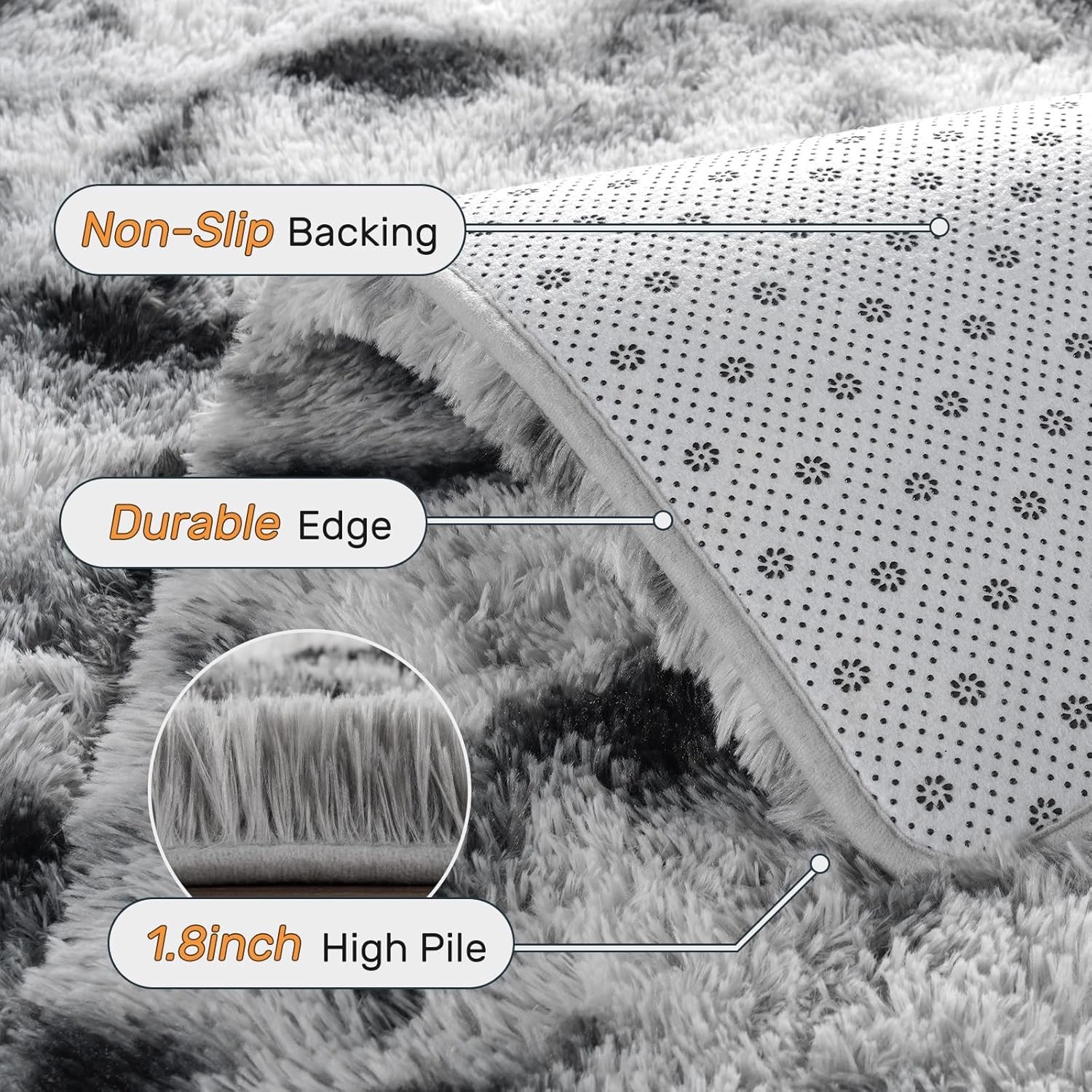 5×7 Ft Large Shag Rug for Living Room Bedroom,Tie-Dyed Ultra Soft Fluffy Furr…