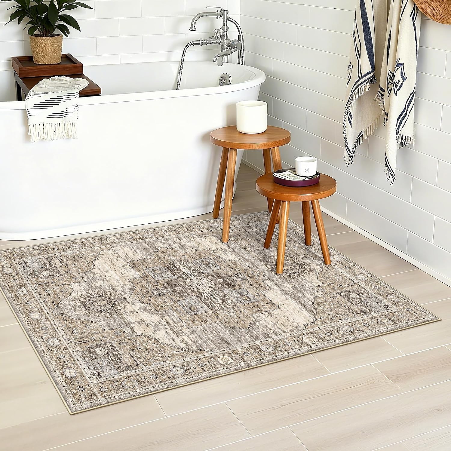 Elegant Washable 2×3 Boho Area Rug – Stain Resistant Non-Slip Tribal Decor