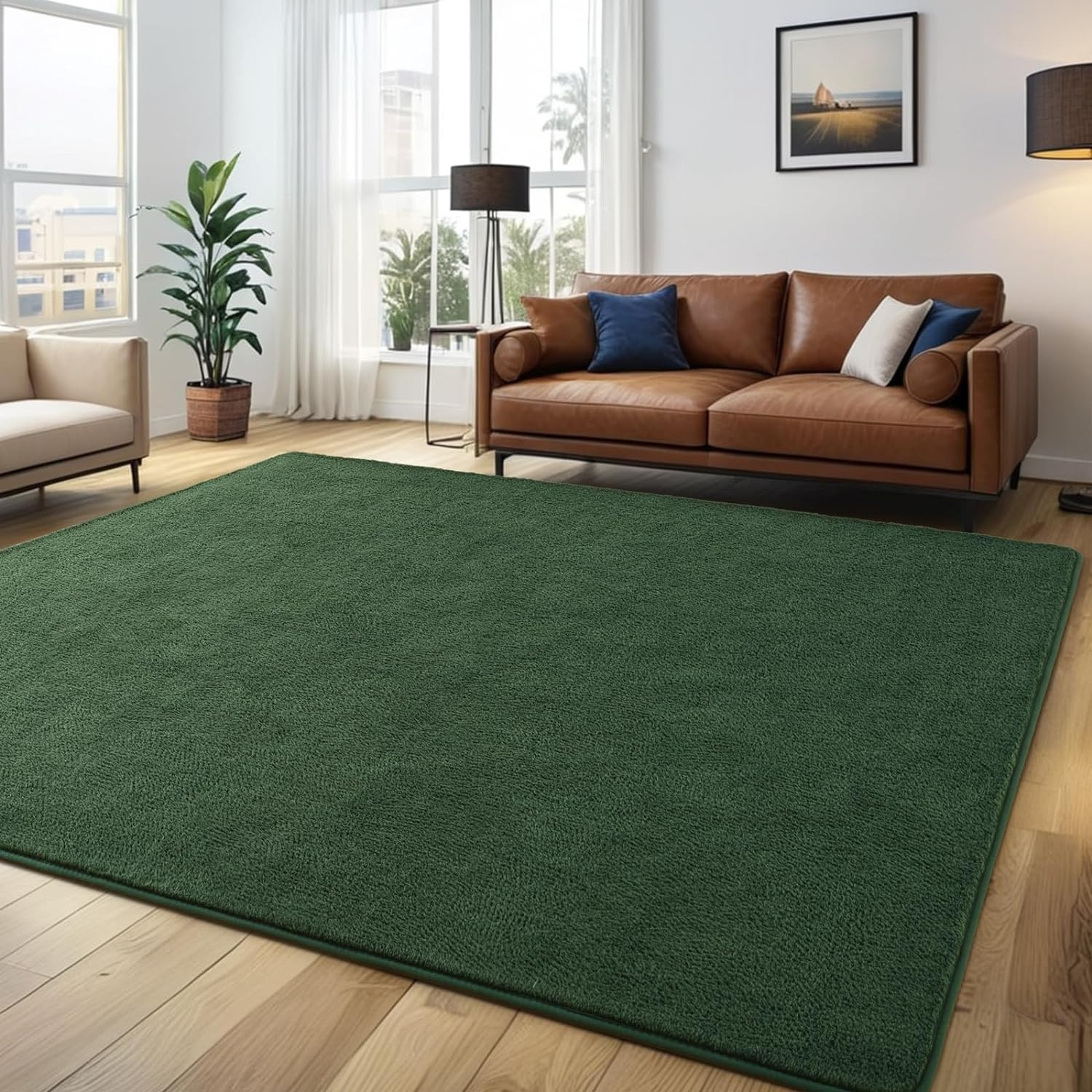 Nuttumico Large Modern Area Rugs for Bedroom Living Room, 5X7 Feet Dark Green Ru