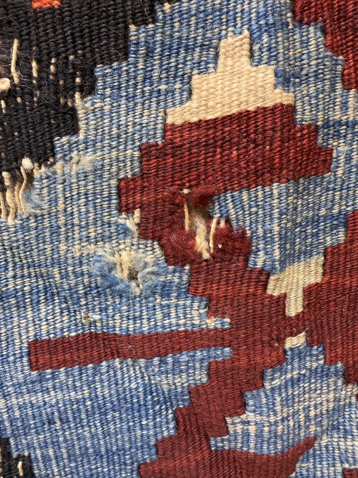 Vintage Beautiful Hand Woven Turkey Anatolian Wool Weaving One Part Kilim Rug