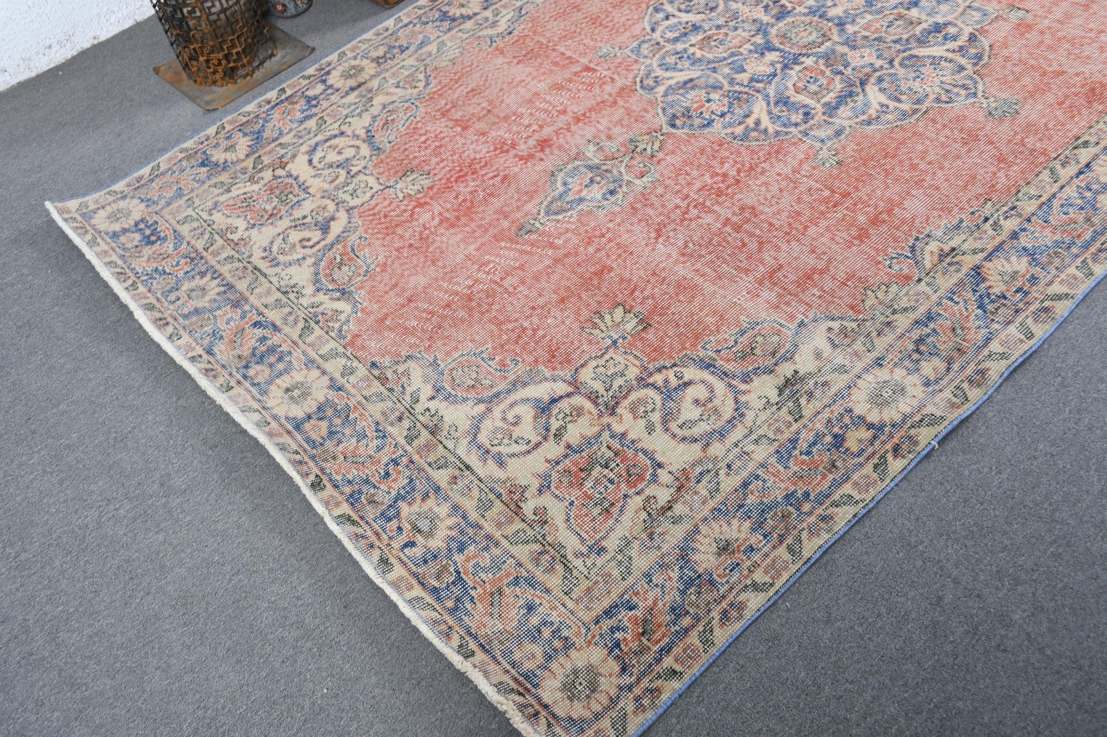 5,4×8,8 ft Large Vintage Rug, Turkish Rug, Red Blue Floral Wool Rug