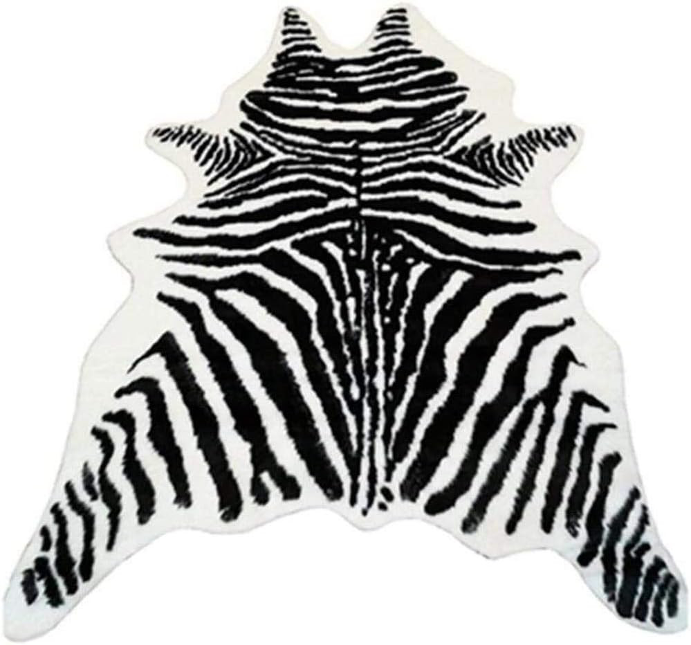 Zebra Print Rug Faux Animal Cowhide Skin Area Rug Leather Carpet Mat Large Size