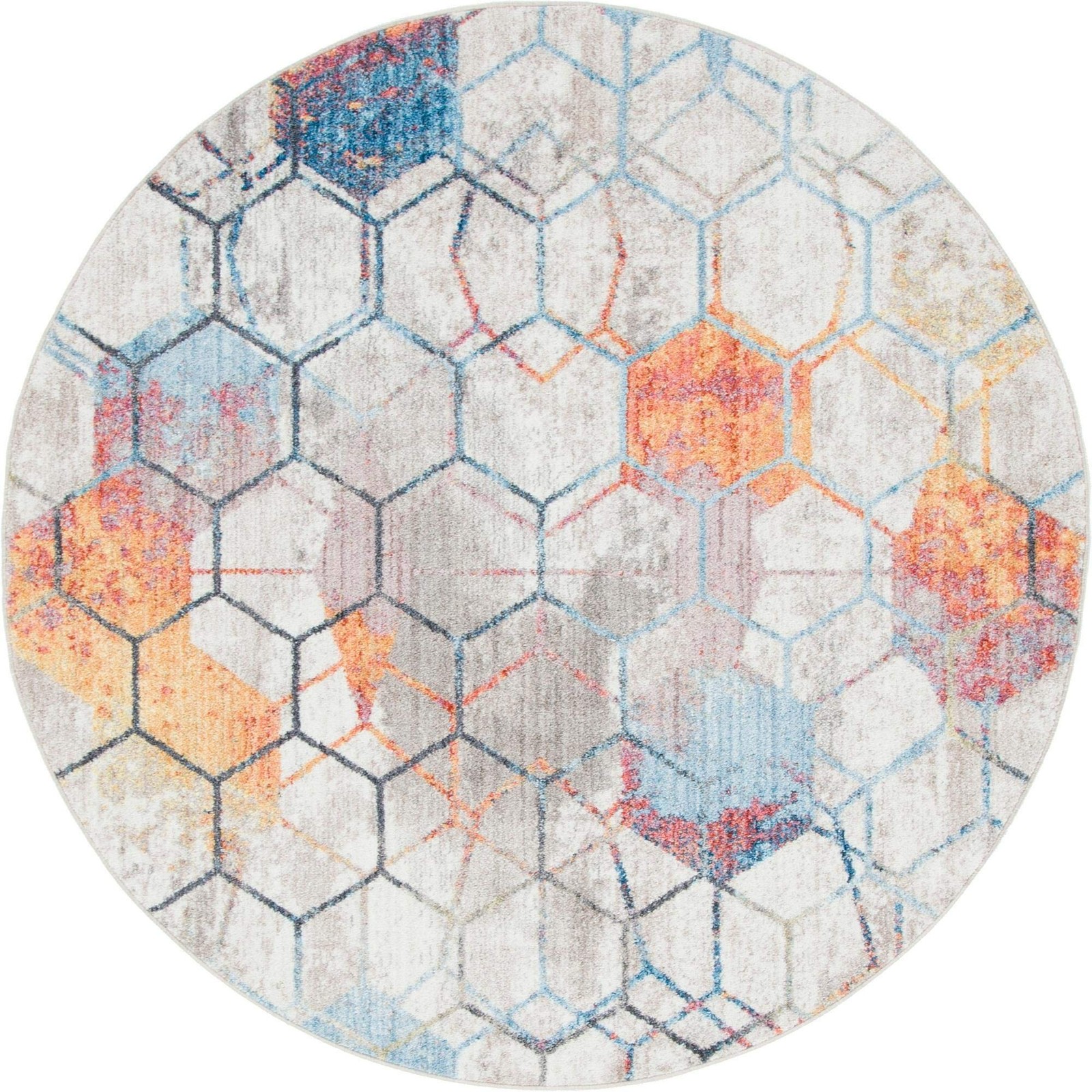 Unique Loom Rainbow Collection Geometric Abstract Trellis Modern Watercolor