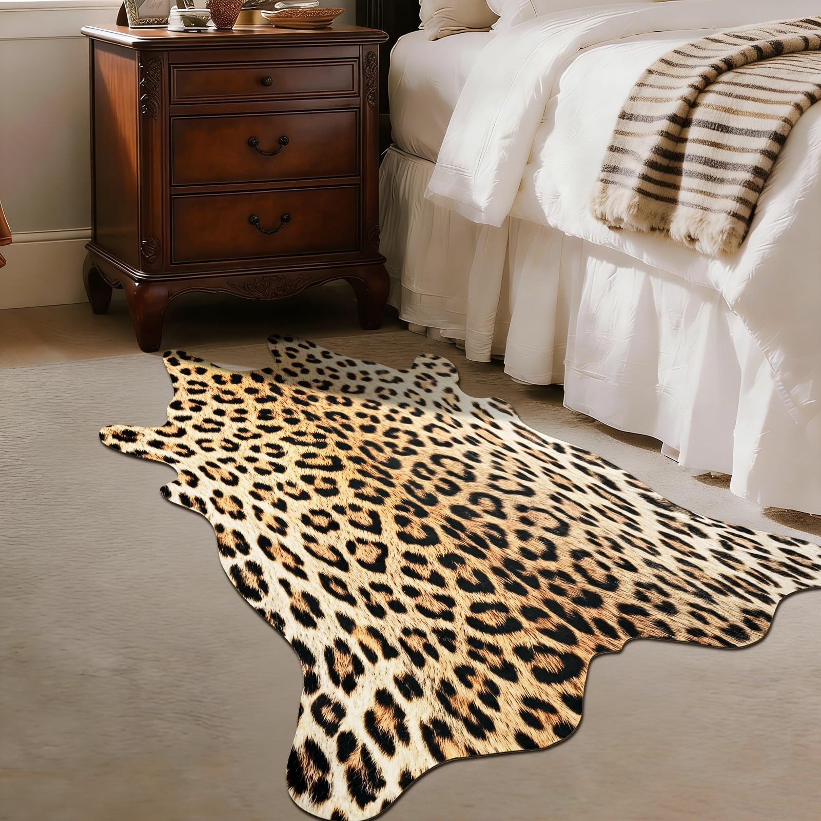 BENRON Premium Leopard Rugs for Living 2’4″ x 3’7″ (Irregular), Yellow/Black