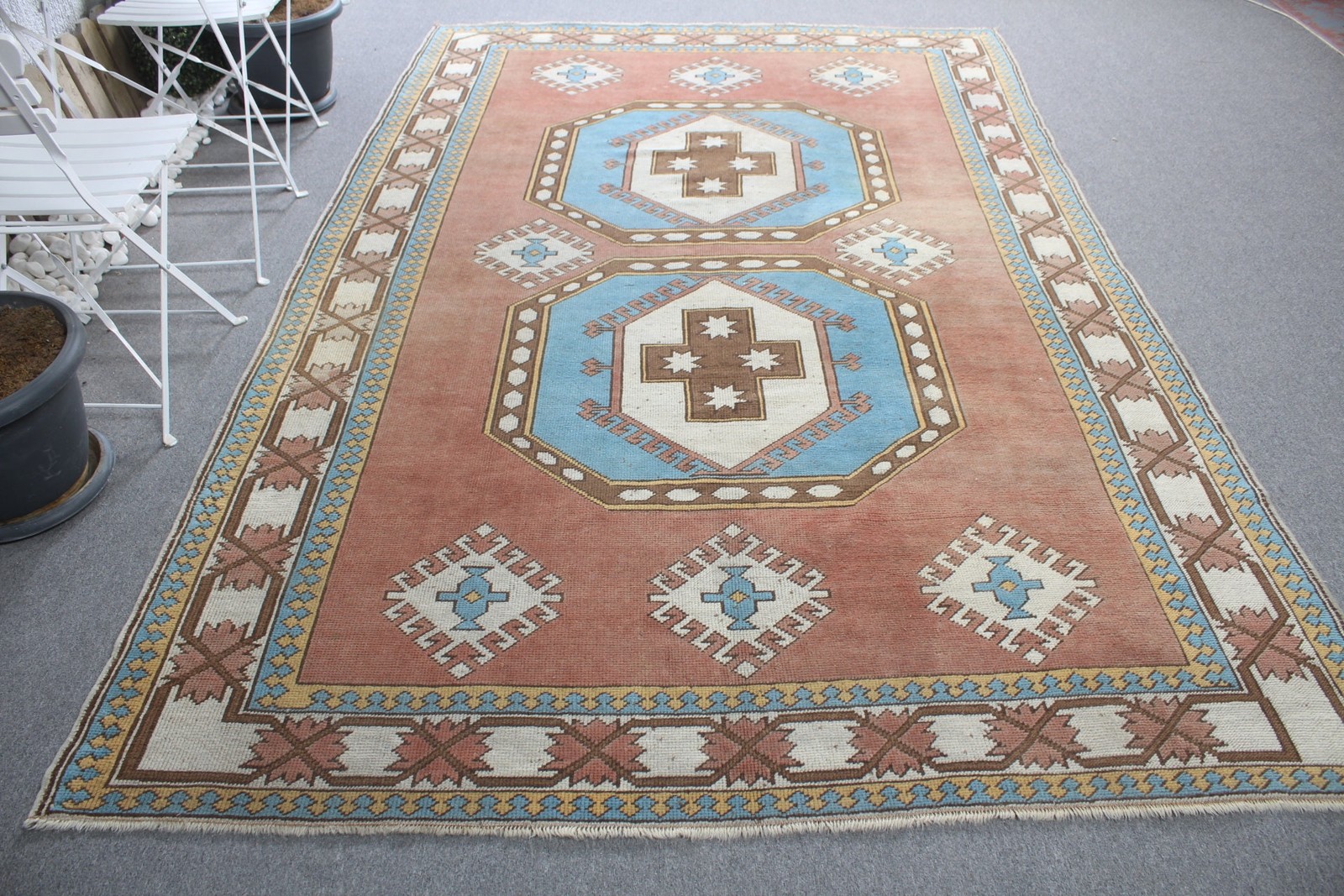 Vintage Rug 6,5×10,1 ft (197×309 cm), Brown Oriental Turkish Rug