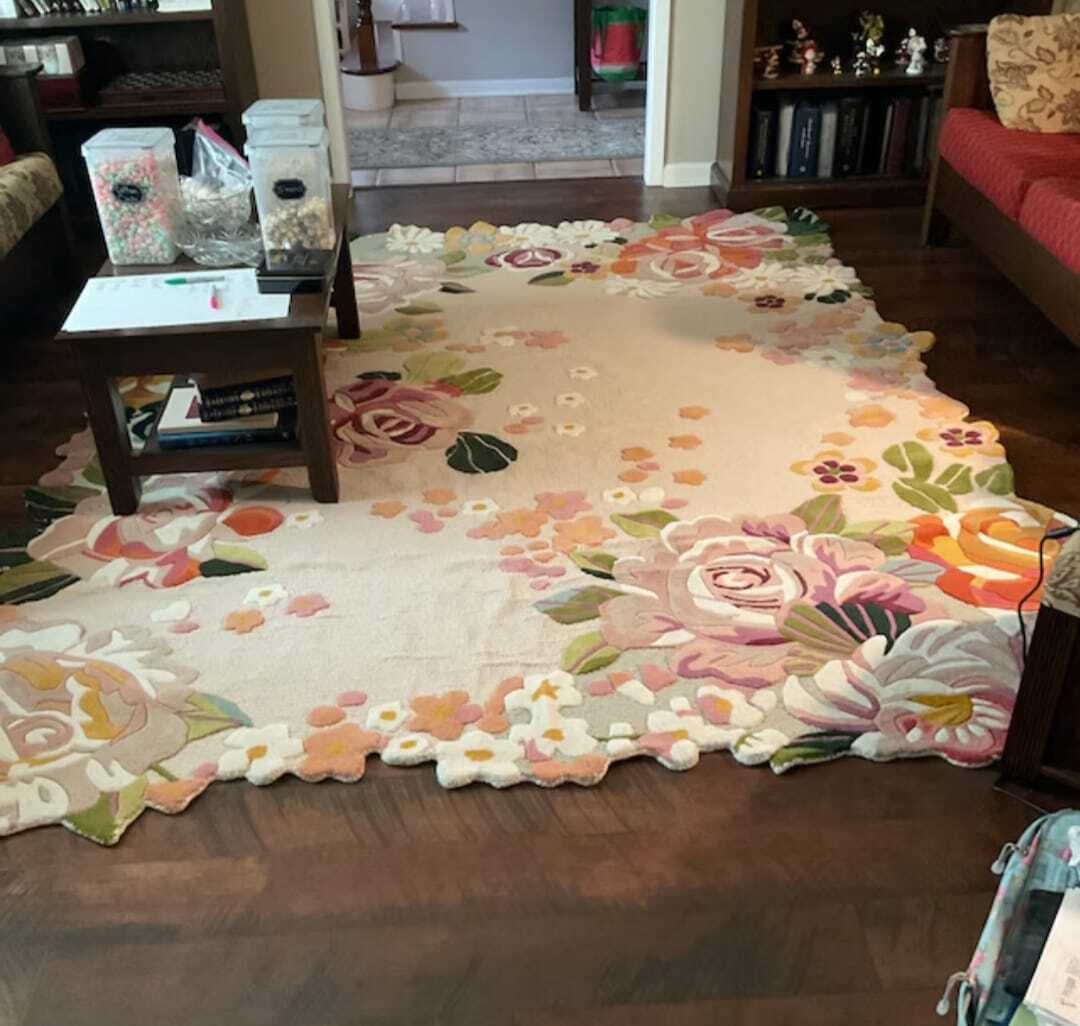 Araceli Floral Ivory Modern Hand-Tufted 100% Wool Area Rug Carpet