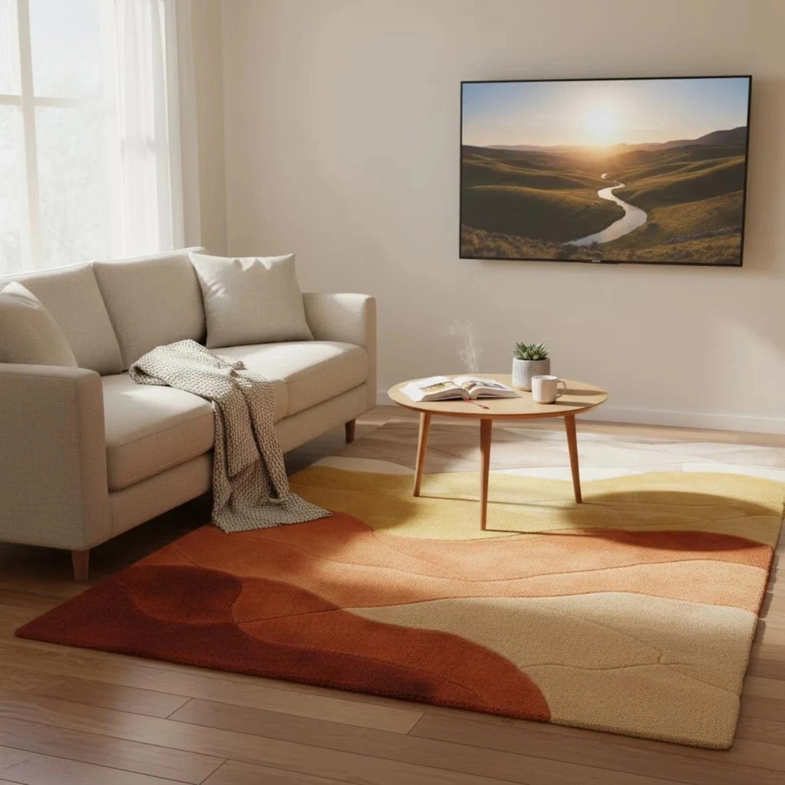 Modern Abstract Hand Tufted Wool Rug Multicolor Nordic Design Large Area Carpet
