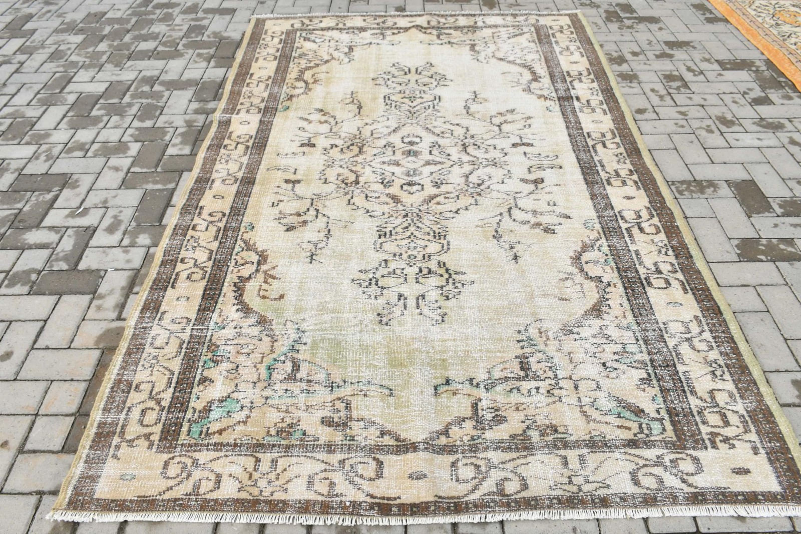 5,5×8,7 ft Turkish Rug, Vintage Rug, Brown Patchwork Wool Rug