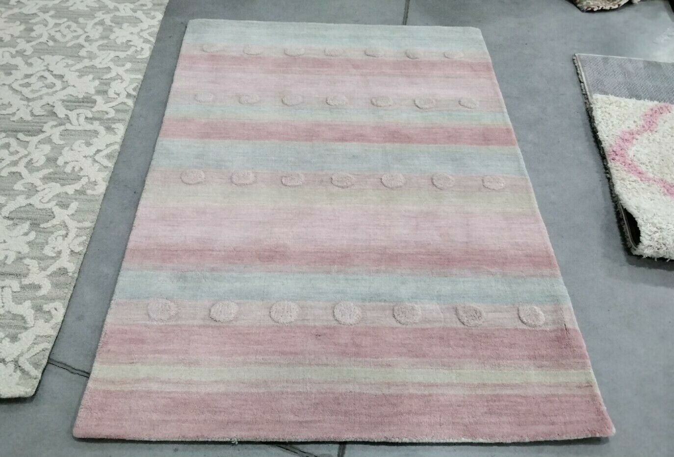 LIGHT BLUE / PINK 4′ X 6′ Back Stain Rug, Reduced Price 1172706207 SFK801M-4