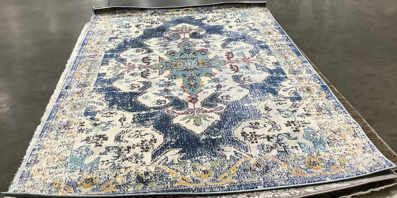 NAVY / GREY 5′-3″ x 7′-6″ Binding Stain Rug, Reduced Price 1172684460 MAD452M-5