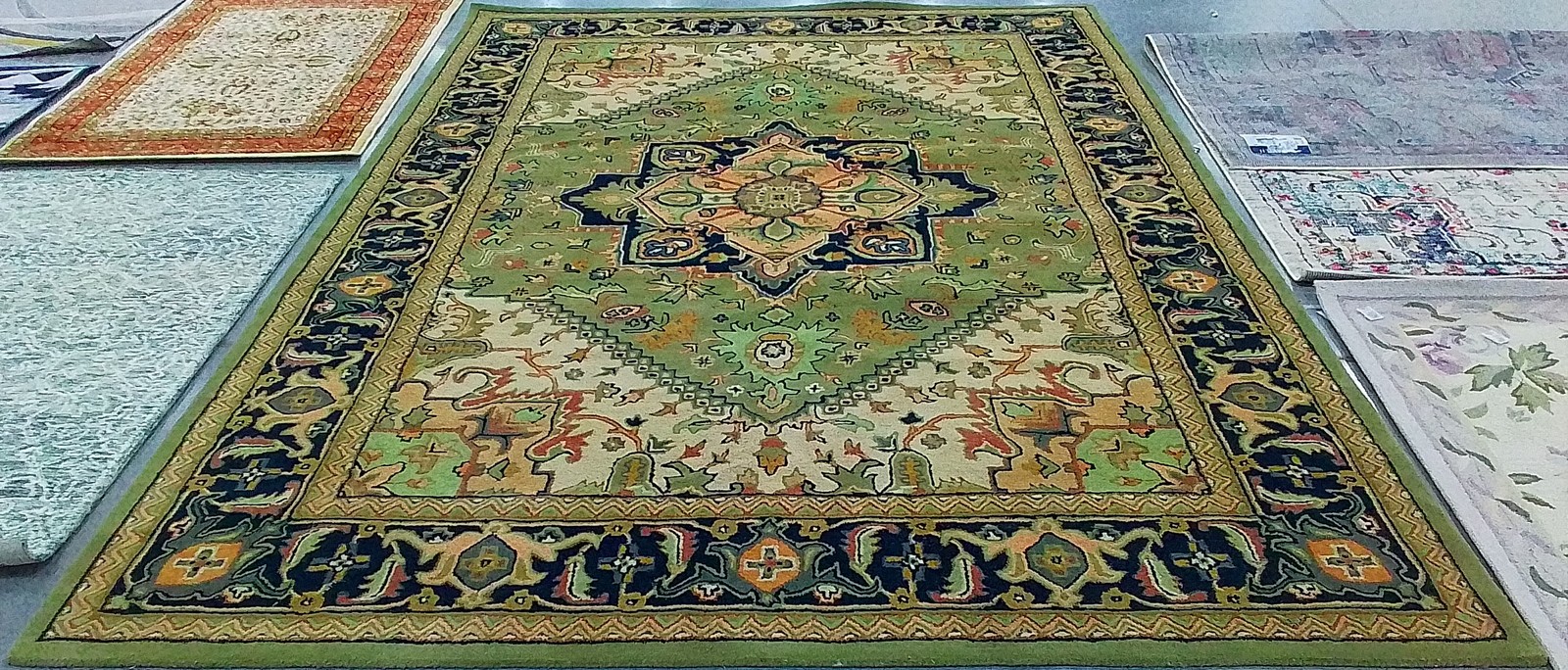 GREEN / LIGHT BROWN 9′-0″ x 12′-0″ Cut on Rug, Reduced Price 1172786075 HG625Y-9