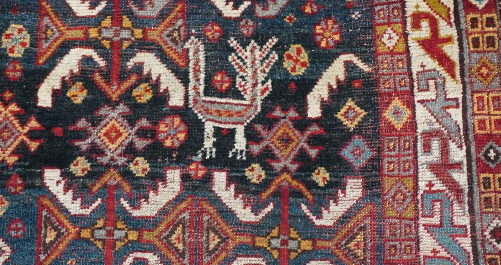 Antique 1850 Khamsehh-Morghii Bird 4’3″ x 7’8″ Handmade Wool Tribal Oriental Rug