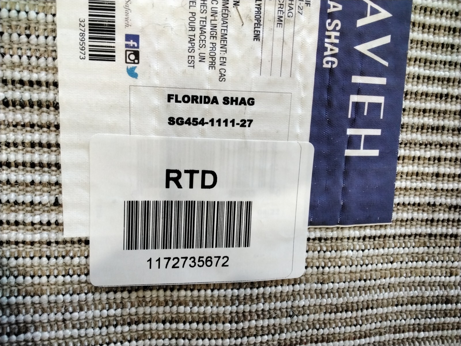 CREME / CREME 2′-3″ X 7′ Back Stain Rug Reduced Price 1172735672 SG454-1111-27