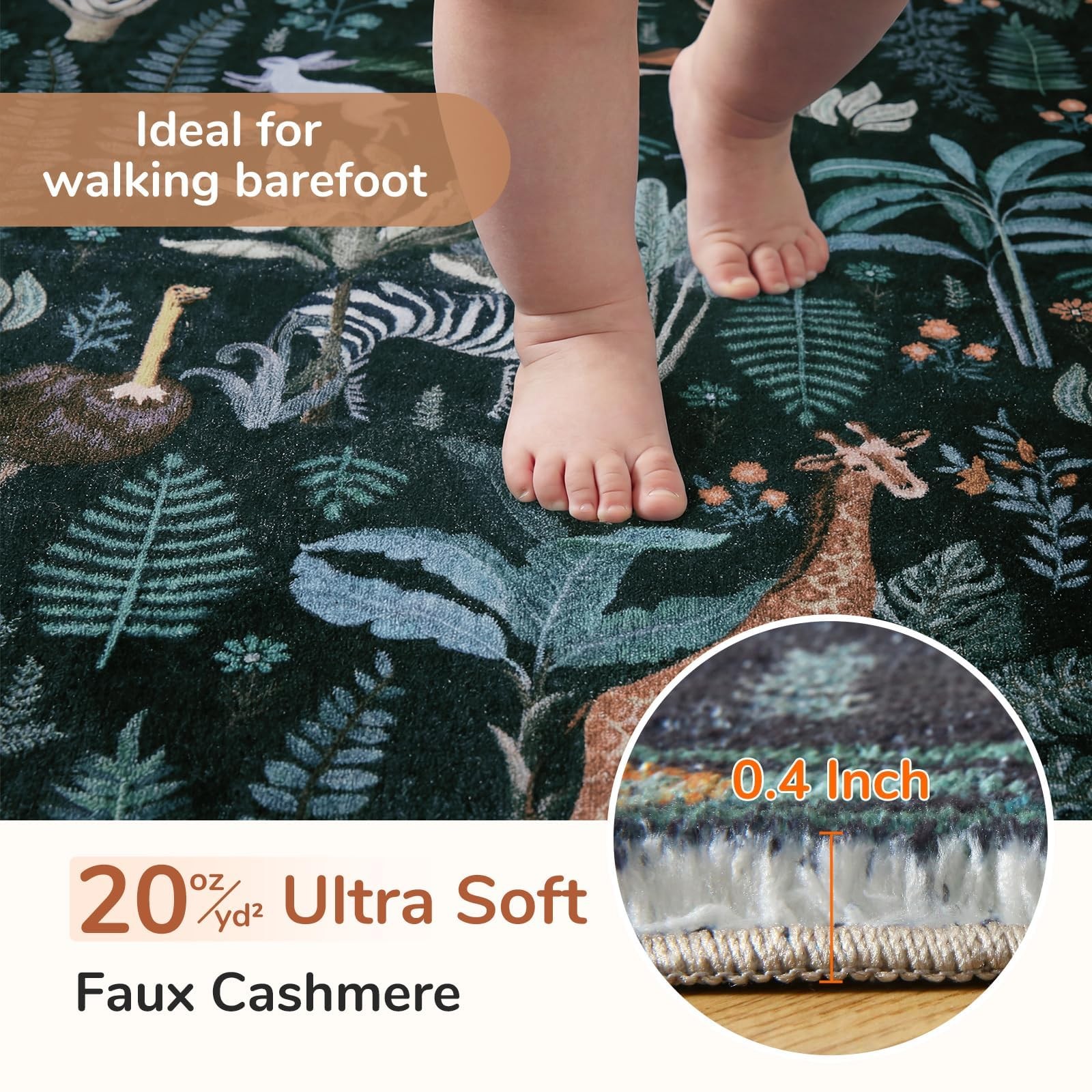 OPPODREAM Animal Soft Area Rugs 5×7, Washable Black Rug with Non Slip Backing