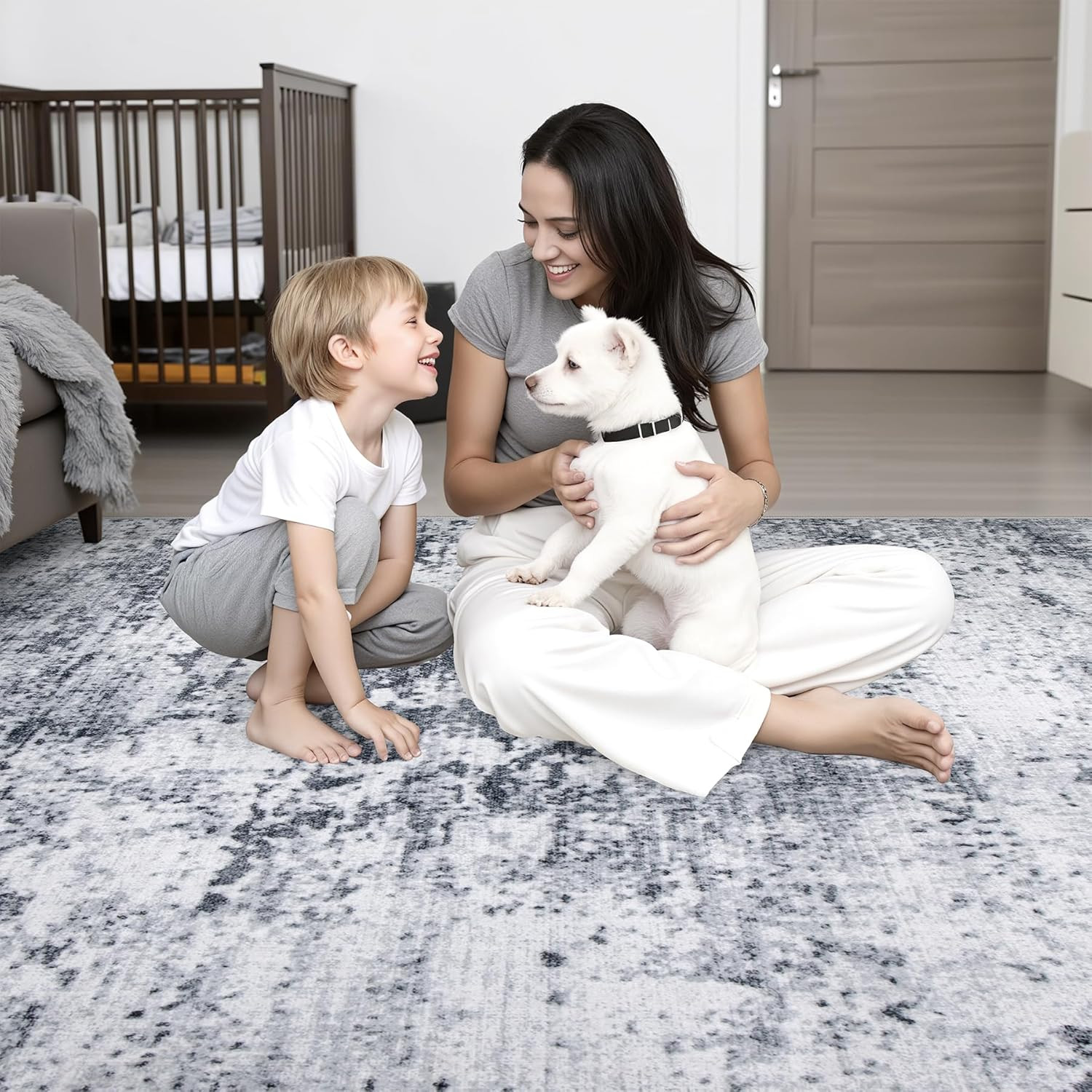 5X7 Area Rug Living Room Rug: Washable Modern Abstract Soft Thin Rug Indoor Floo