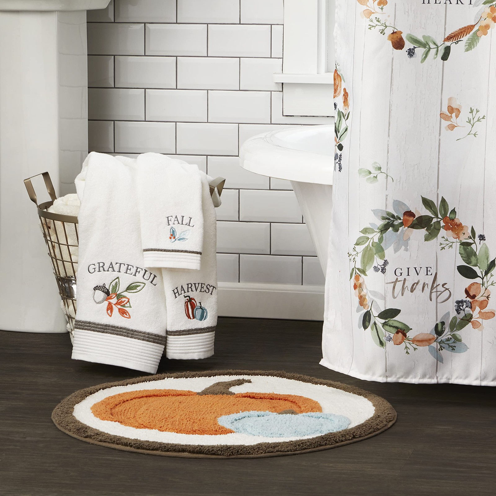 Autumn/Fall/Thanksgiving Nature’s Harvest Tufted Rug for Bath/Kitchen, Soft &…