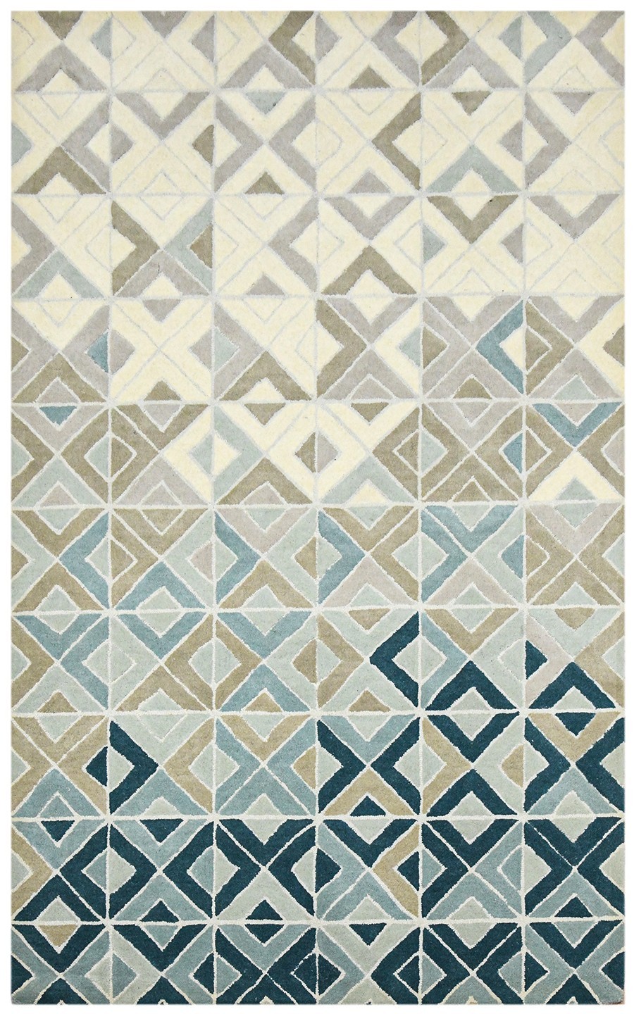 Modern Geometric Area Rug Blue Beige Abstract Carpet Contemporary Living Room