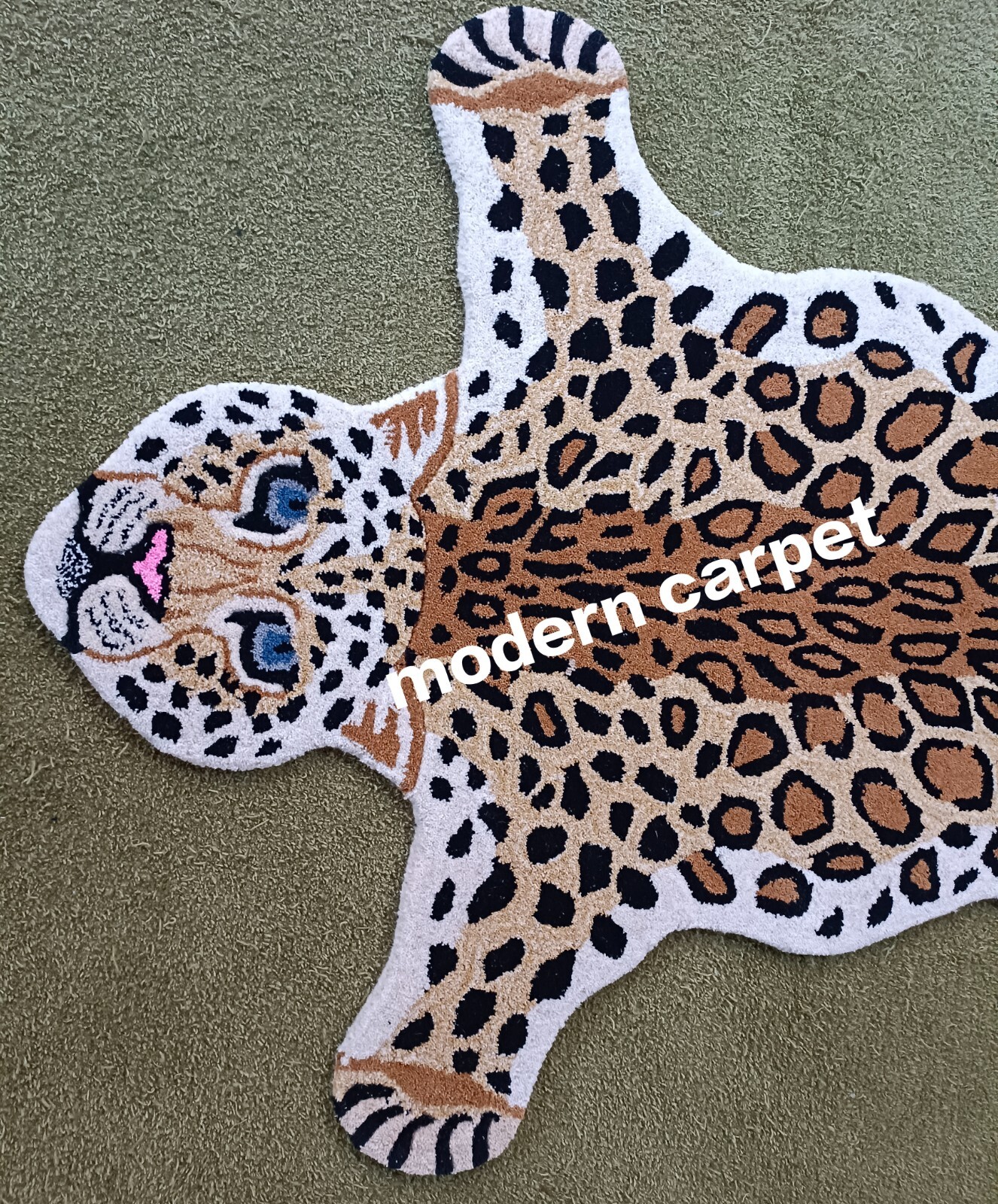 Leopard Rugs 3×5 Feet Handmade 100% Woolen Hand Tufted For Home Decoration