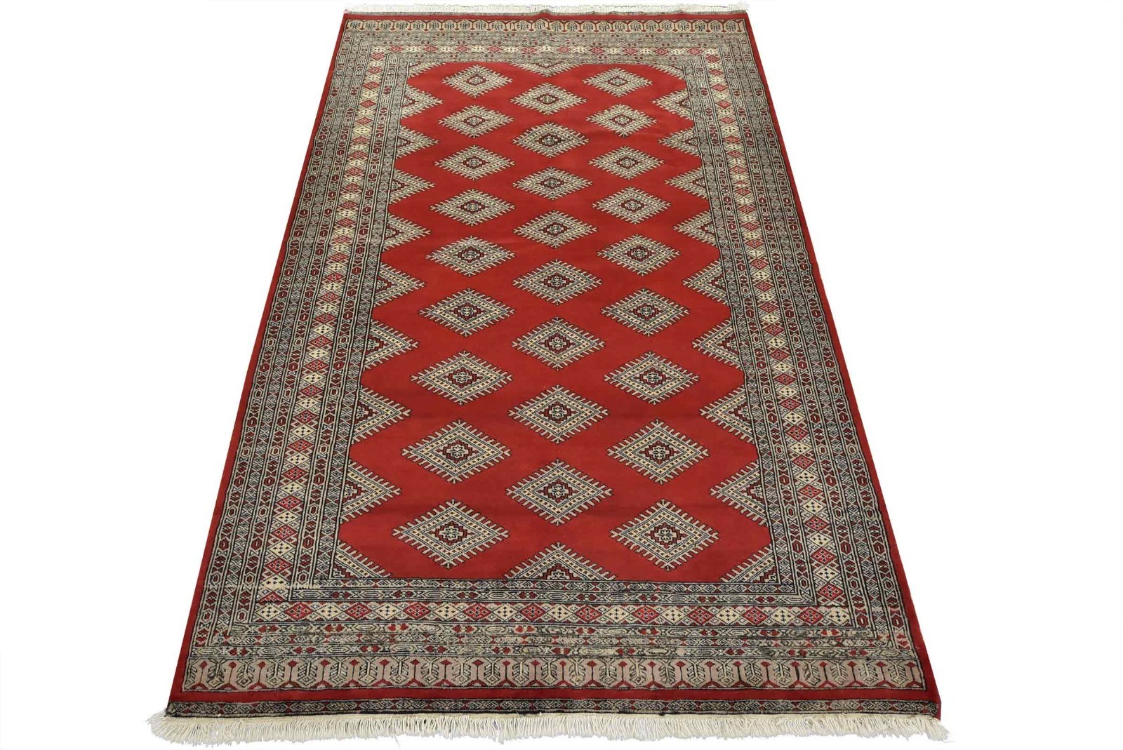 Bokhara Jaldar Rug 4’11” x 7’7” Red Wool Tribal Hand-Knotted Oriental Carpet