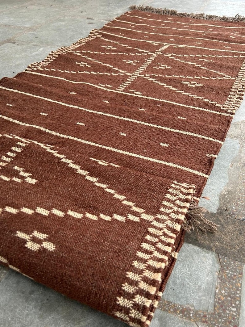 Navajo rug, tribal rug, southwestern rug Wool Jute Rug, Vintage Kilim Rug runner