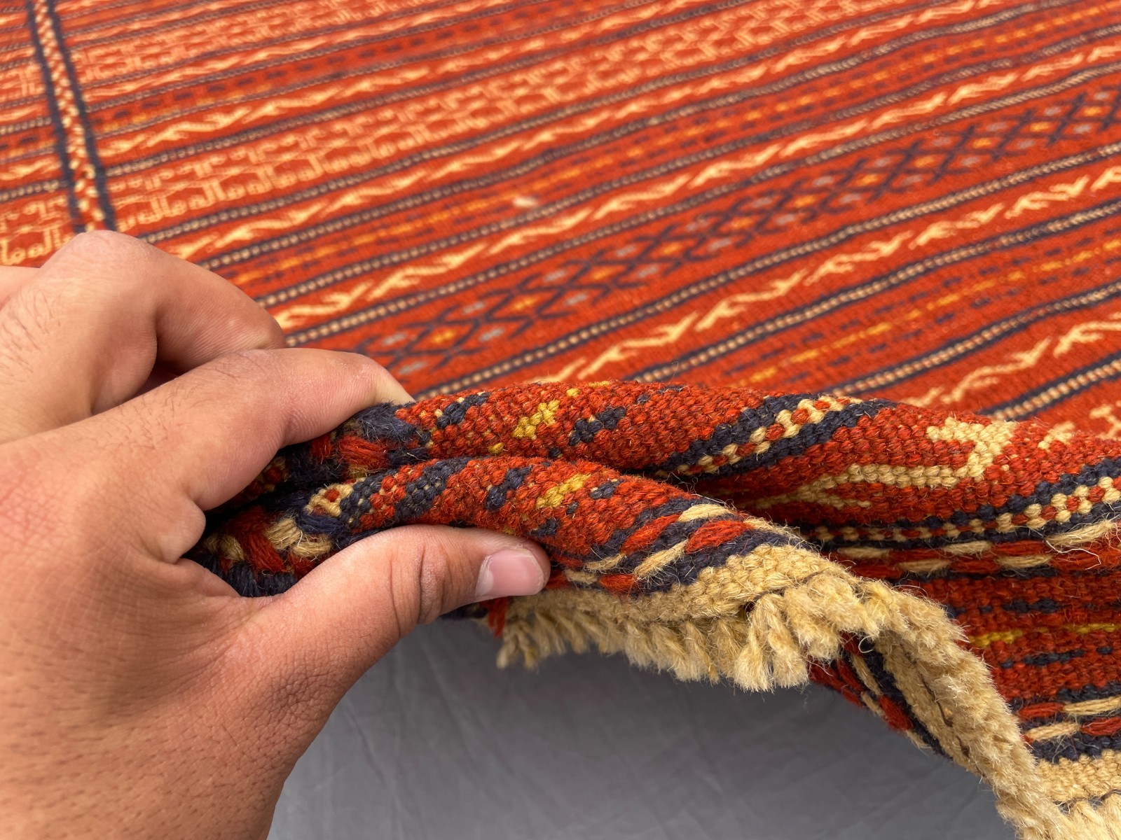 3’6 x 5’4 Ft Elegant Afghan Kilim Rug – Handmade Tribal Striped Flatweave Carpet