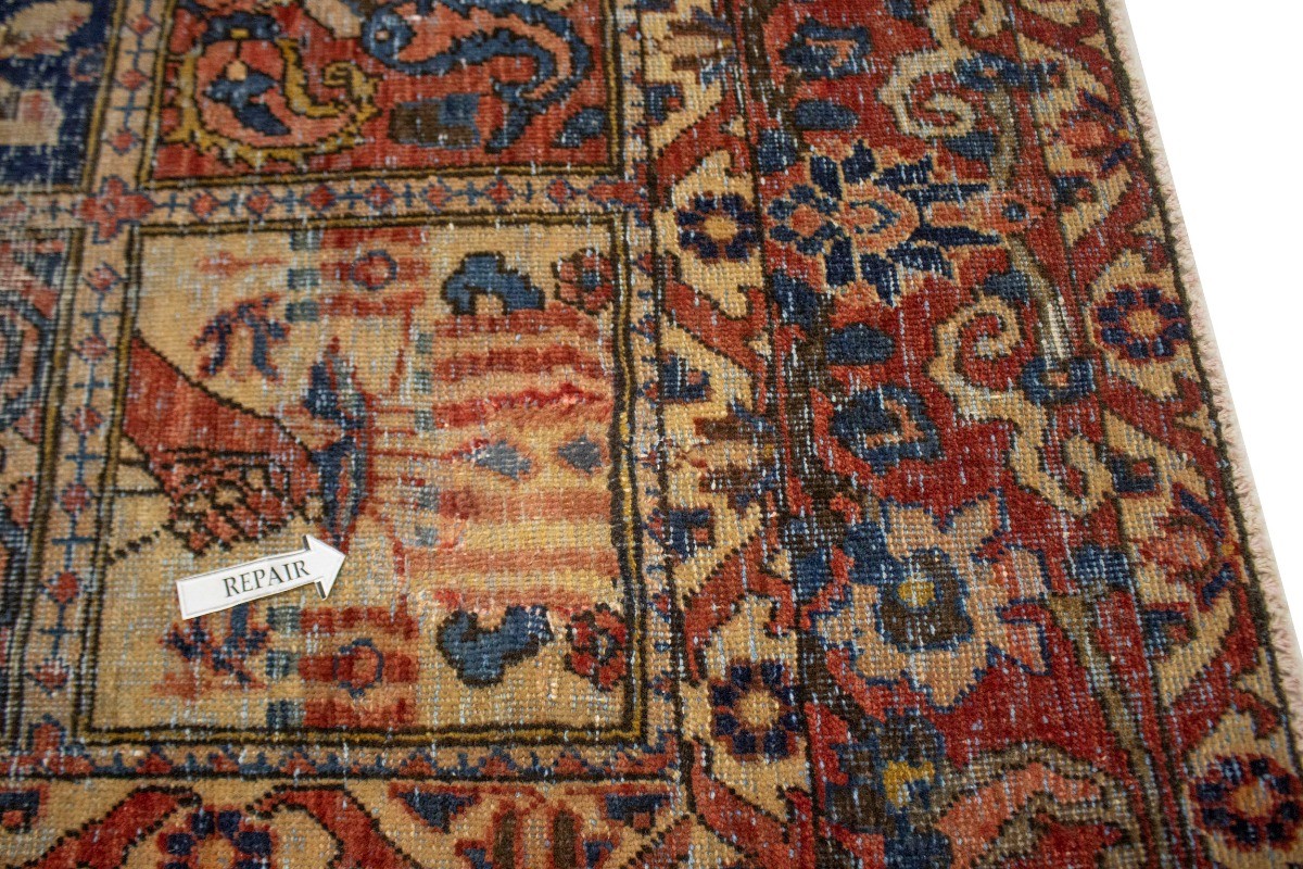 One-of-a-Kind Antique Oriental Rug Pictorial Garden Design Carpet 6’6X10’6 ft