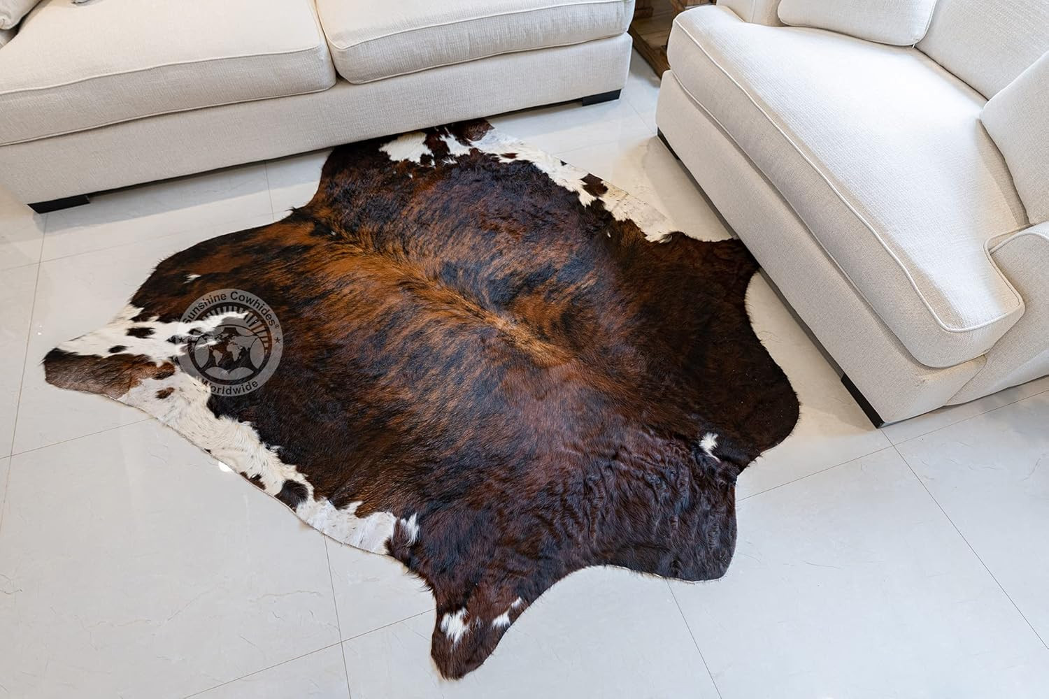 Genuine Dark Brindle Tricolor Cowhide Rug – Extra Large Modern Home Decor