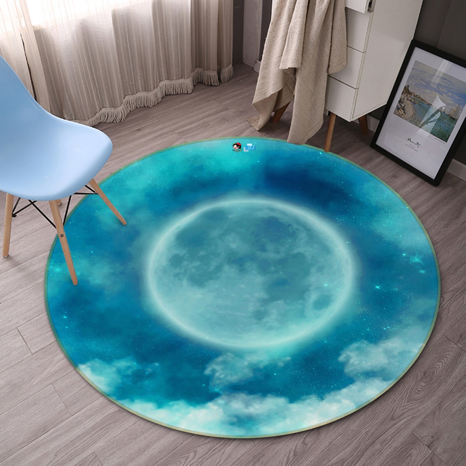 3D Night Bright Moon ZHUA2517 Game Non Slip Rug Mat Photo Carpet Amy