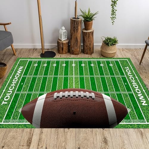 Football Rug for Bedroom 3’x5′ Non Slip Football Field Rugs,Sports Carpet for