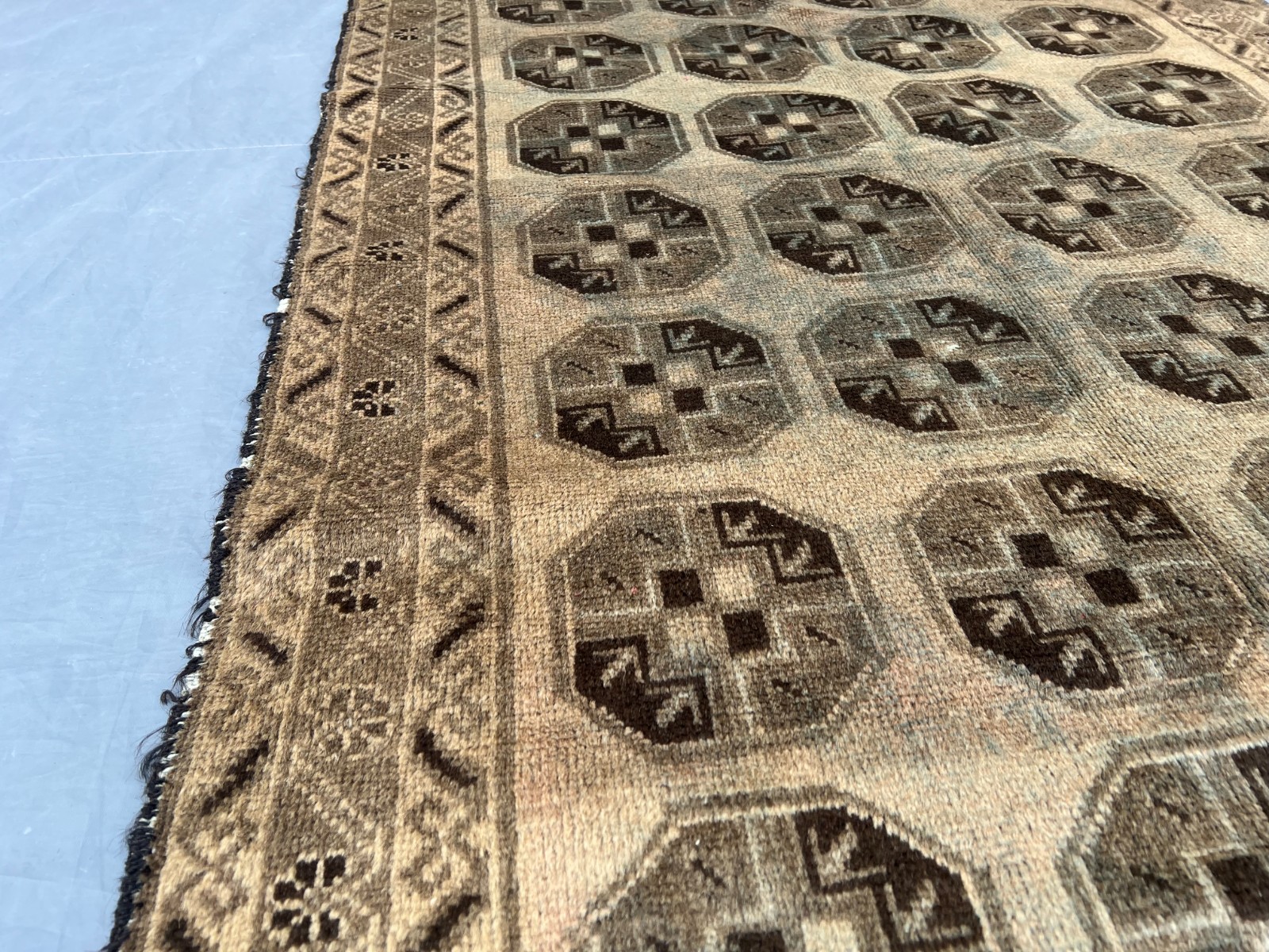3’3 x 6’2 Ft Muted Turkmani Tribal Rug – Afghan Terracotta Handmade Wool Carpet